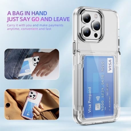 Протиударний чохол Card Holder Acrylic Hybrid TPU для iPhone 16 Pro - прозорий