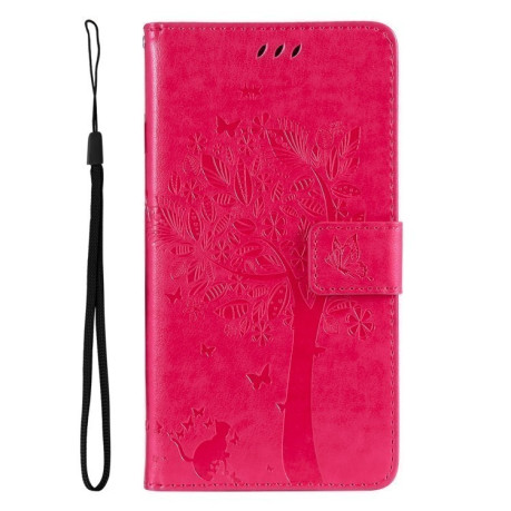 Чехол-книжка Cat Embossing Pattern на Vivo Y11s/Y12A/Y12s/Y20/Y20A/Y20s/Y20G/Y20SG - пурпурно-красный
