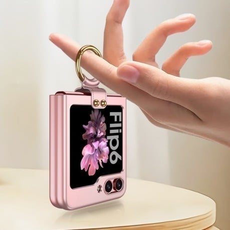 Протиударний чохол GKK Ultra-thin with Ring &amp; Strap для Samsung Galaxy Flip 5 - рожевий