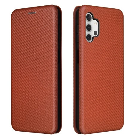Чохол-книжка Carbon Fiber Texture на Samsung Galaxy A32 4G-коричневий