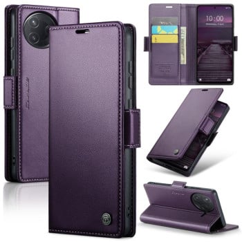 Чохол-книжка CaseMe 023 Butterfly Buckle Litchi Texture RFID Anti-theft Leather для Xiaomi Poco F7 Pro / F7 Ultra - фіолетовий