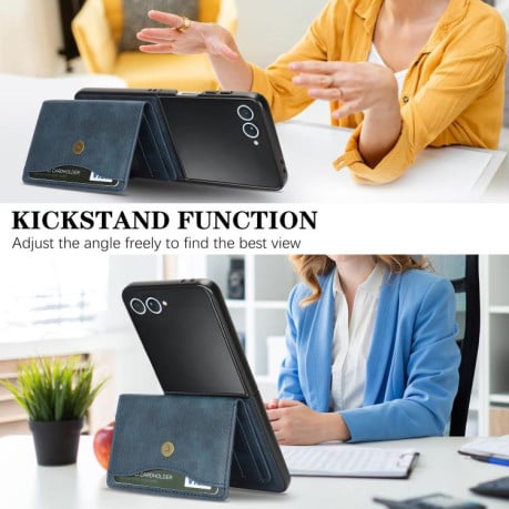 Чохол Kalebol Magnetic Button з кишенькою на карт та MagSafe на Samsung Galaxy Filp 7 - синій