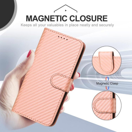 Чехол-книжка Carbon Fiber Texture на For на Samsung Galaxy F16 5G / M16 5G  - розовый