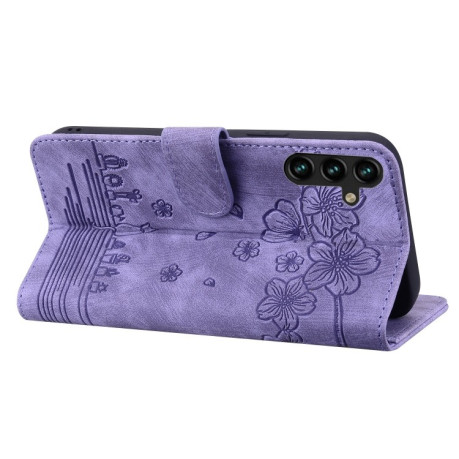 Чохол-книжка Cartoon Sakura Cat для Samsung Galaxy A16 5G - фіолетовий