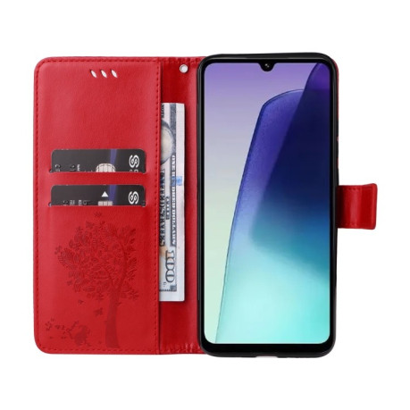 Чехол-книжка Happy Cat Pattern для Xiaomi Redmi 14C 4G/Poco C75/Redmi A4 5G - красный