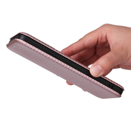 Чехол-книжка Carbon Fiber Texture на Xiaomi 14T Pro - розовый