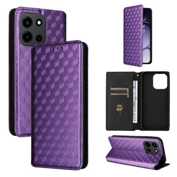 Чехол-книжка Cubic Grid с фактурой Calf на OnePlus Turbo 6 / Turbo 6V / Nord 6 — фиолетовый