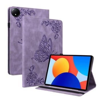 Чохол-книжка Butterfly Flower Embossed Leather на Xiaomi Redmi Pad SE 8.7 - фіолетовий