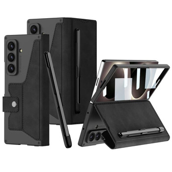 Чохол-книжка GKK Integrated Armor Flip Leather Case with Pen Slot, Stylus Not Included на Samsung Galaxy Fold8 Ultra 5G — чорний