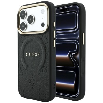 Оригинальный чехол Guess Saffiano MagSafe на iPhone 17 Pro / 18 Pro — чёрный