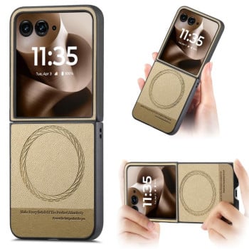 Чехол Twill Fabric Leather Skin Magnetic для Motorola Razr 60 Ultra - хаки