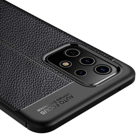 Противоударный чехол Litchi Texture на Samsung Galaxy A72  - черный