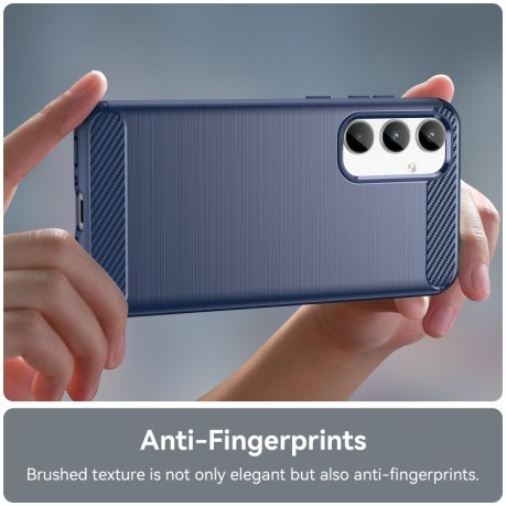 Противоударный чехол Brushed Texture Carbon Fiber на Samsung Galaxy A35 - синий