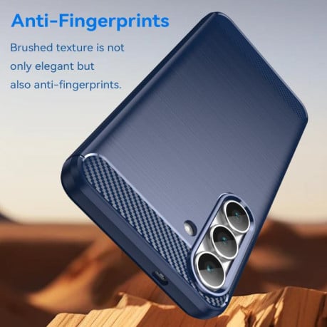 Чохол Brushed Texture Carbon Fiber на Samsung Galaxy S25 FE 5G - синій