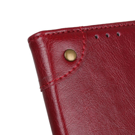 Чехол-книжка Copper Buckle Nappa Texture на Samsung Galaxy M32/A22 4G - винно-красный