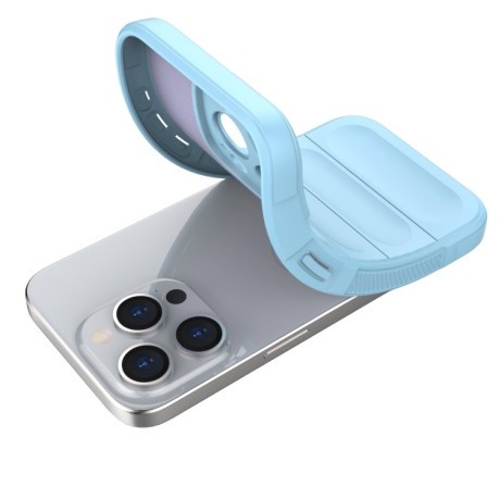 Силиконовый чехол Magic Flannel для iPhone 15 Pro - синий