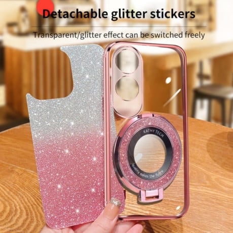 Протиударний чохол Plated Gradient Glitter Round Holder для OPPO A60 - блакитний