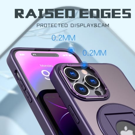 Ударозащитный чехол Metal Ring Holder 360 Degree Rotating на iPhone 15 Pro - фиолетовый