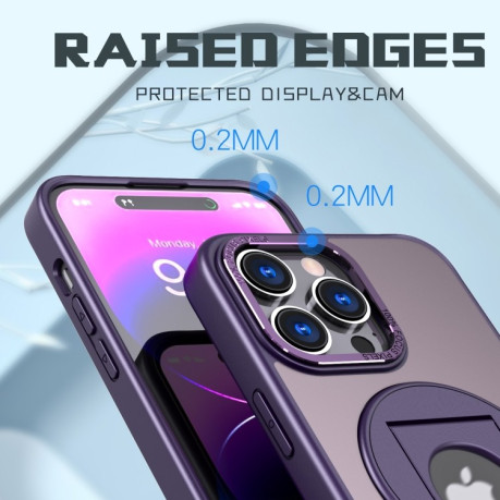 Ударозахисний чохол Metal Ring Holder 360 Degree Rotating на iPhone 15 - фіолетовий