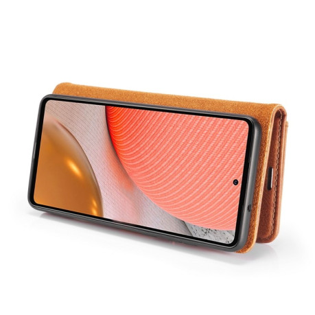 Кожаный чехол-книжка DG.MING Crazy Horse Texture на Samsung Galaxy A72 - коричневый