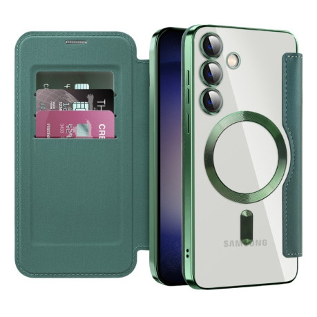Чохол-книжка Shield MagSafe RFID Anti-theft Leather  для Samsung Galaxy S25+ 5G - зелений