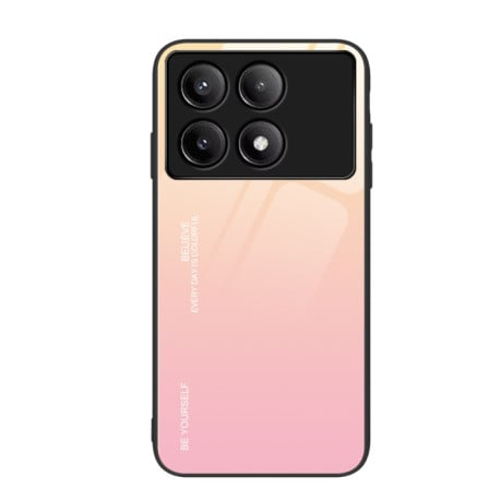 Стеклянный чехол Gradient Color для Xiaomi Poco F6 Pro - розовый