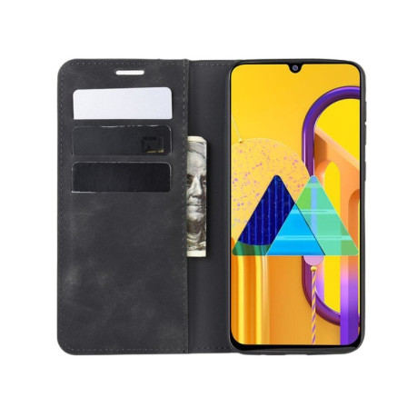 Чехол-книжка Retro-skin Business Magnetic Suction на Samsung Galaxy M21/M30s - черный