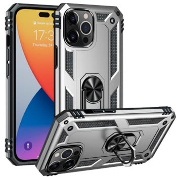 Чохол HMC з поворотним 360 тримачем на iPhone 14 Pro Max - сріблястий