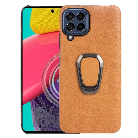 Противоударный чехол Honeycomb Ring Holder для Samsung Galaxy M53 - оранжевый