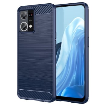 Протиударний чохол Brushed Texture Carbon Fiber на OPPO Reno7 4G - синій