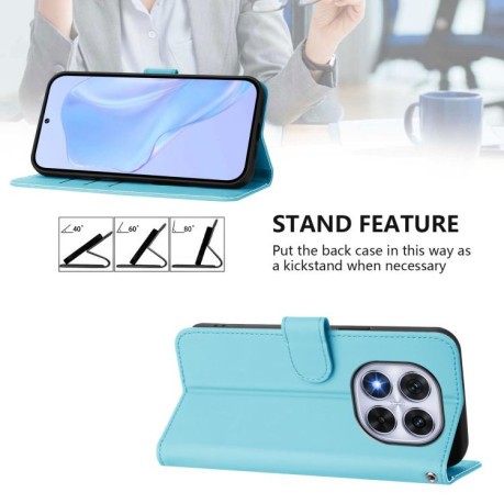 Чохол-книжка з м'яким покриттям (Skin Feel) зі шнурком на Xiaomi Redmi Note 14 Pro 5G/Poco X7 - блакитний