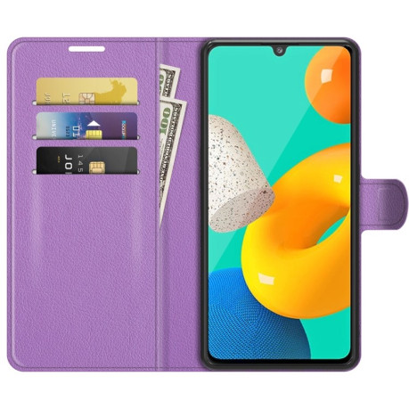 Чехол-книжка Litchi Texture на Samsung Galaxy M32/A22 4G - фиолетовый