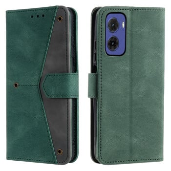 Чехол-книжка Nail Skin Feel Stitching Calf Texture Leather для Motorola Moto G05 - зеленый