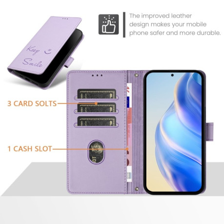Чехол-книжка Embossing Stripe RFID для Realme GT 7 Pro 5G Global - фиолетовый