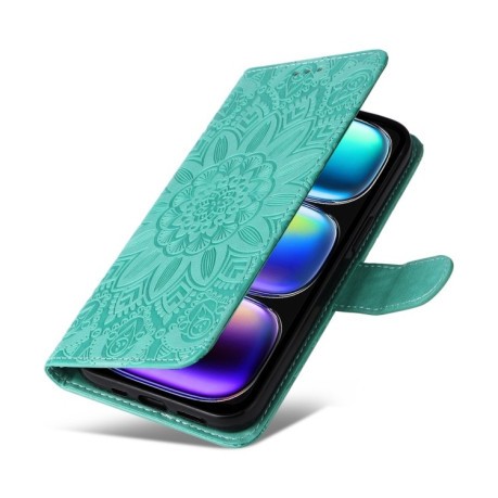 Чехол-книжка Embossed Sunflower для Infinix Hot 50i / Smart 9 - зеленый