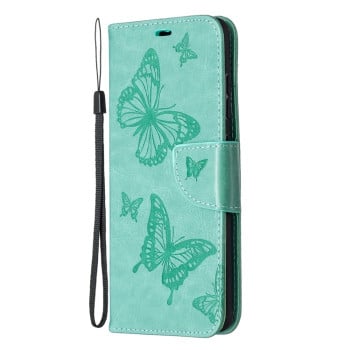 Чехол-книжка Butterflies Pattern на Samsung Galaxy S20 FE - зеленый
