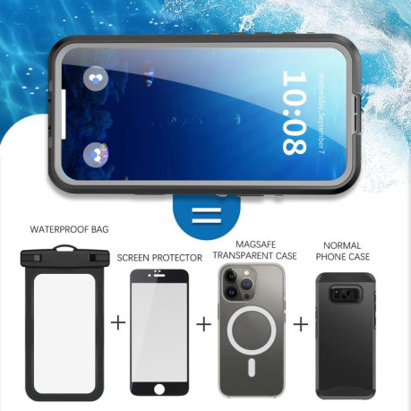 Противоударный чехол RedPepper IP68 Waterproof MagSafe для iPhone 17 Pro Max - серый