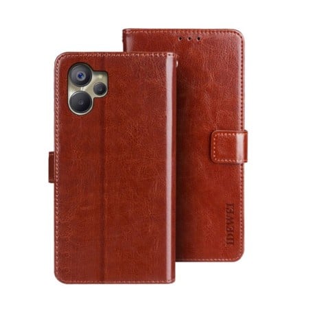 Чехол-книжка idewei Crazy Horse Texture для Realme 10 5G - коричневый