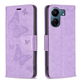 Чохол-книжка Butterflies Pattern на Xiaomi Redmi 13C/Poco C65/Poco C65 - фіолетовий