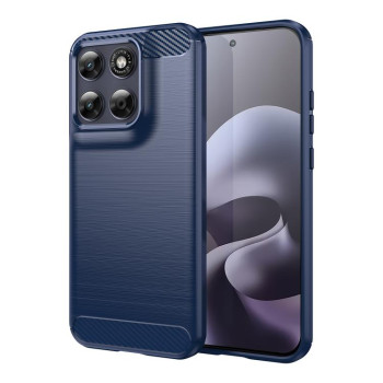 Чехол Brushed Texture Carbon Fiber на Motorola Moto G77 — синий