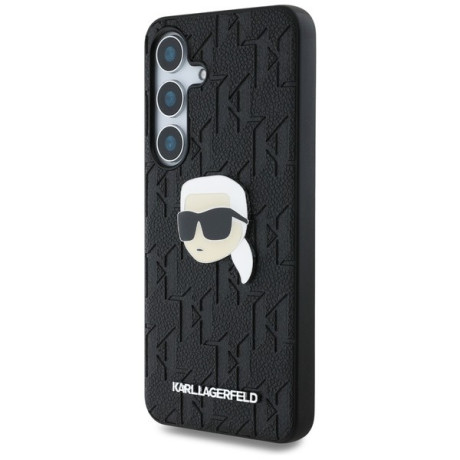 Оригинальный чехол Karl Lagerfeld Leather Monogram Pin Logo Karl Head для Samsung Galaxy S25 - Black