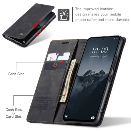Кожаный чехол CaseMe-013 Multifunctional на Xiaomi Redmi Note 13 Pro 4G / POCO M6 Pro 4G - черный