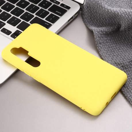 Чехол Solid Color Liquid Silicone на Xiaomi Mi Note 10 Lite - желтый