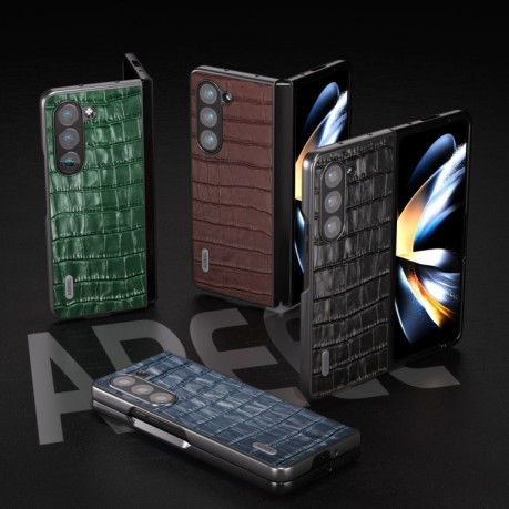Противоударный кожаный чехол ABEEL Crocodile Texture для Samsung Galaxy Fold 5 - черный