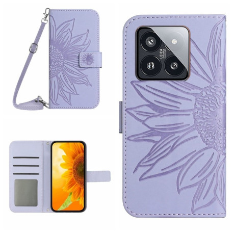 Чохол-книжка Skin Feel Sun Flower для Xiaomi 14 - фіолетовий
