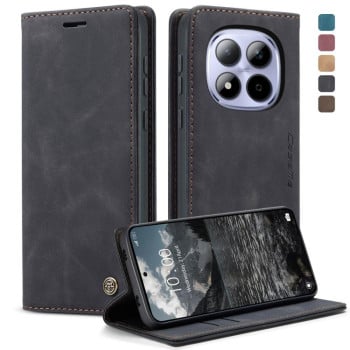 Чехол-книжка CaseMe-013 многофункциональный с кармашком на карт на Xiaomi Redmi Note 15 Pro 4G Global 163.2mm — чёрный