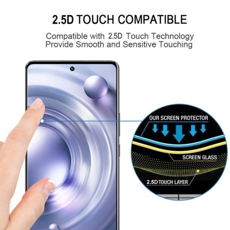 Захисне скло 9H HD 3D Curved (Edge Glue) для Vivo X80 / X80 Pro - чорне