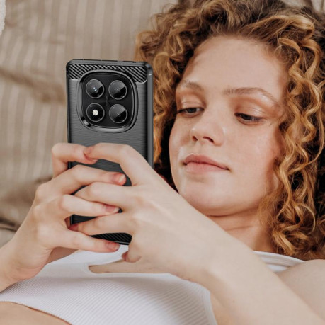 Протиударний чохол Brushed Texture Carbon Fiber на Xiaomi Redmi Note 14 Pro 4G - чорний