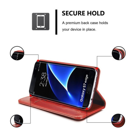 Шкіряний чохол-книжка CaseMe 003 Series на Galaxy S7 Edge - червоний