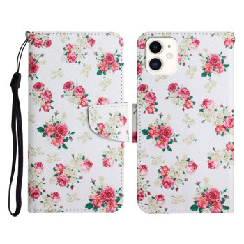 Чехол-книжка Painted Pattern для iPhone 11 - Red Peony Flower